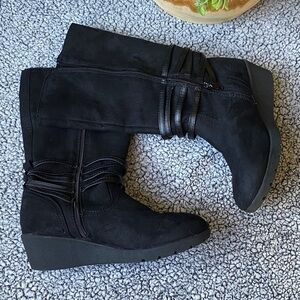 Rampage Black girl Boots with Wedge Heel